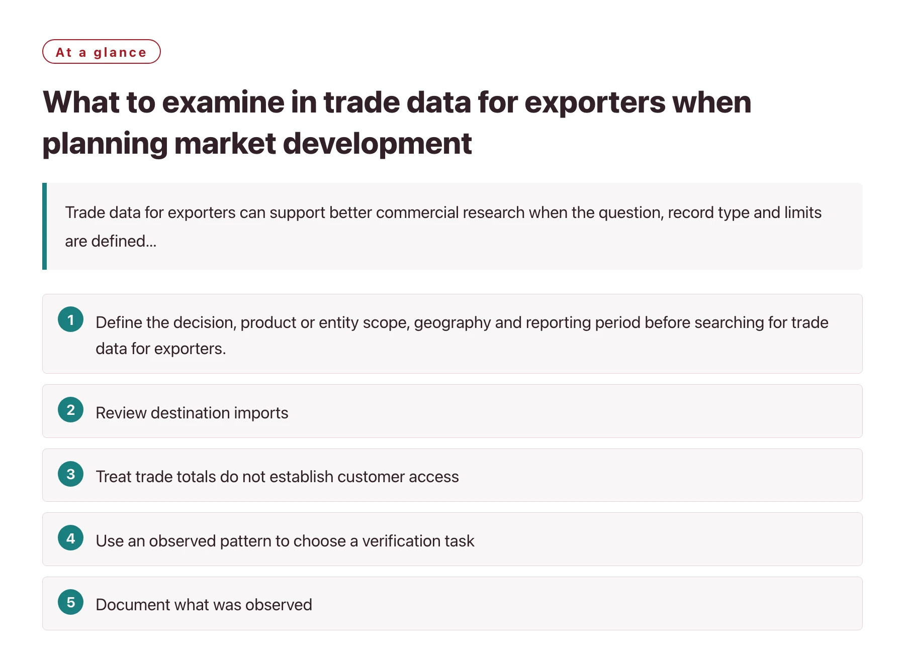 What to examine in trade data for exporters when planning market development——全文要点速览